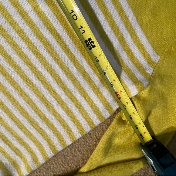 Boden mimosa yellow and white striped wool sweater with mock neck - Picture 10 of 16
